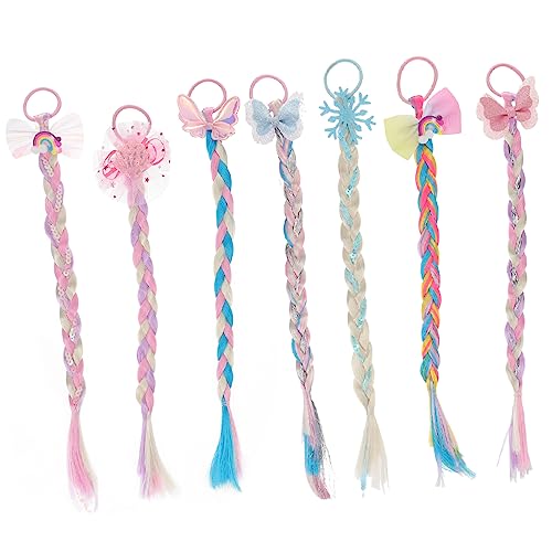 CTIRCHIU Bunte Geflochtene Haarverlängerungen für Mädchen 7 Stück mit Gummibändern Kopfschmuck für Partys und Feste Haaraccessoires für Kinder Leicht zu Tragen von CTIRCHIU