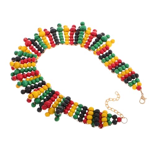 CTIRCHIU Holzperlenkette Für Damen Afrikanischer Stil Bunte Perlen Mehrschichtige Ethno-halskette Boho-design Leicht Und Langlebig von CTIRCHIU
