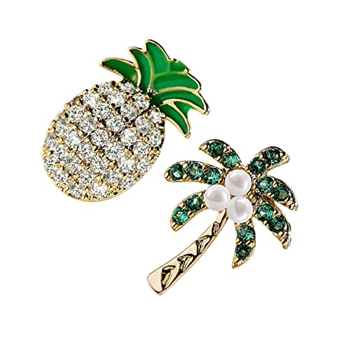 CTIRCHIU Asymmetrische Damen Ohrringe Silber Nadel Tropische Ananas und Kokosbaum Ohrstecker Charms Modisch Leicht Tragbar für Alltag und von CTIRCHIU