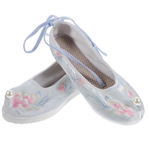 CTIRCHIU Bestickte Chinesische Stoffschuhe Damen mit Verstecktem Keilabsatz Leichte Vintage Hausschuhe für Hanfu Cosplay Ethnische Stickerei Komfortabel und Stilvoll Hellblau von CTIRCHIU