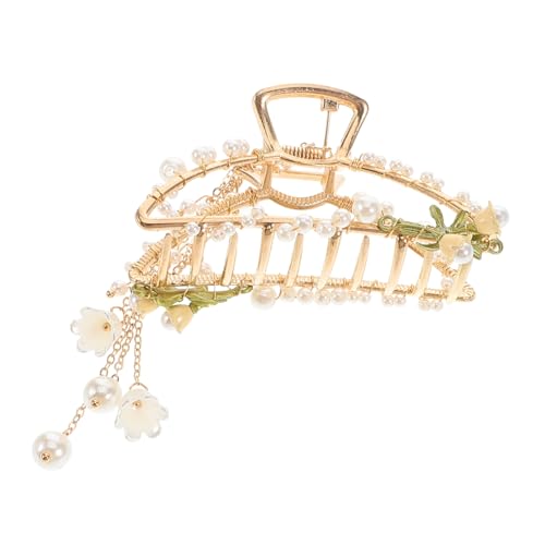 CTIRCHIU Blumen Haarklammer Metall mit Perlen und Tassel Haarschmuck für Frauen und Mädchen für Anlässe Robust und Rutschfest für Dickes Haar von CTIRCHIU