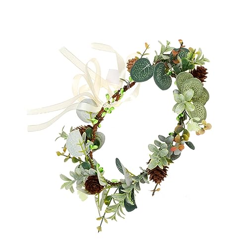 CTIRCHIU Blumenhaarreif Mit Zapfen Für Bräute Leichter Kopfschmuck Fotorequisiten Für Hochzeiten Karneval Partys Simulierte Pflanzen-dekoration Für Festliche Anlässe von CTIRCHIU