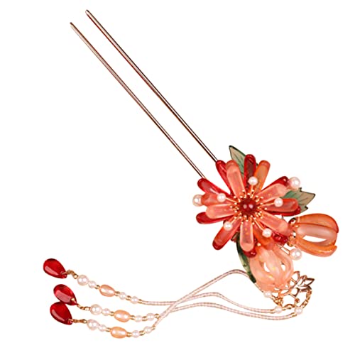 CTIRCHIU Haargabel Mit Perlen Und Blumen-quaste Für Damen Haarstab Zum Sichern Von Dutts Haarschmuck Für Hochzeit Party Und Alltag von CTIRCHIU