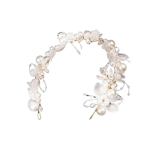 CTIRCHIU Brautkrone Perlen Tiara Haarschmuck für Hochzeit Verlobung und Partys Handgefertigter Kopfschmuck aus Langlebigem Material Leicht und Tragbar für Besondere Anlässe von CTIRCHIU