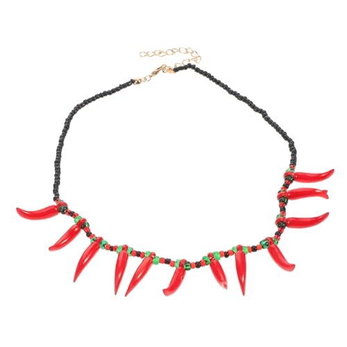 CTIRCHIU Perlen-chili-halskette Mit Pfeffer-imitation Modischer Schlüsselbein-anhänger Bunte Damen-perlenketten Für Accessoires von CTIRCHIU