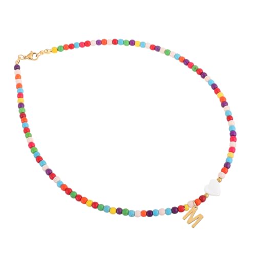 CTIRCHIU Bunte Türkis Halskette Damen Buchstaben Anhänger Herz Clavicle Choker Modischer Schmuck für Alltag Party und Geschenk von CTIRCHIU