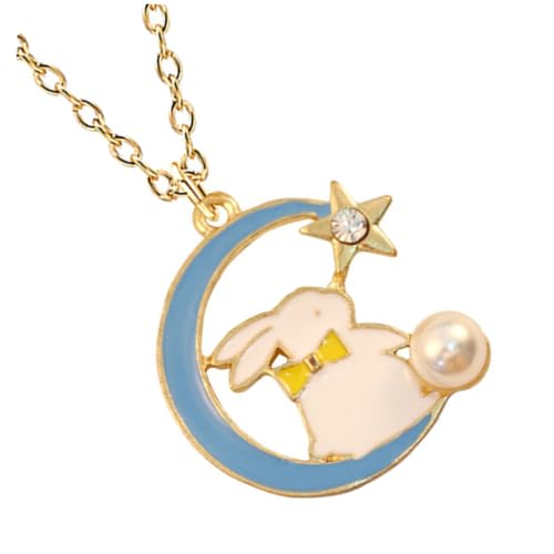 CTIRCHIU Cartoon Kinderhalskette mit Mond hase Anhänger Legierte Party Halskette für Mädchen Kreative Schmuckkette für Geburtstag und Alltag Oxidationsbeständig und Attraktiv von CTIRCHIU