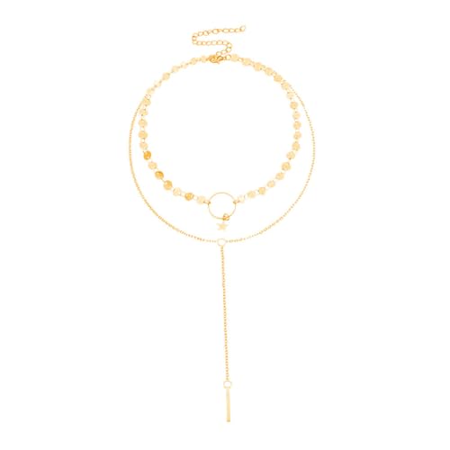 CTIRCHIU Damen Halskette mit Sternanhänger und Quaste Doppellagige Modische Kette aus Goldfarbenem Zarter Schmuck für Alltag und Besondere Anlässe für Frauen und Mädchen von CTIRCHIU