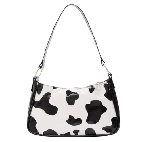 CTIRCHIU Damen Handtasche Kuhmuster PU Schultertasche mit Reißverschluss Große Kapazität Leicht und Vielseitig für Alltag Shopping Reise von CTIRCHIU