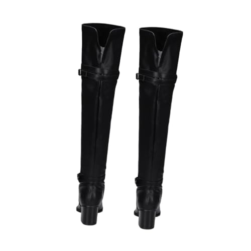 CTIRCHIU Damen Overknee Stiefel mit Dickem Absatz Warme Stiefel für Herbst Winter Knielang Komfortable Atmungsaktive Innensohle Robustes Gummisohlen design Schwarz von CTIRCHIU