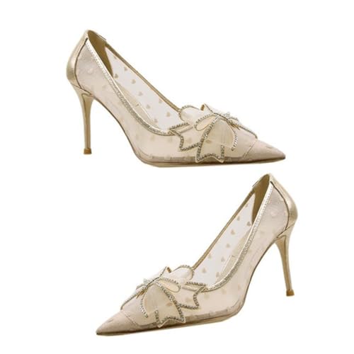 CTIRCHIU Damen Pumps Netzstoff High Heels mit Schleife Spitze Absatzschuhe für Frühling Sommer Bequeme rutschfeste Pumps Schuhe für Frauen Party und Alltag Geeignet von CTIRCHIU