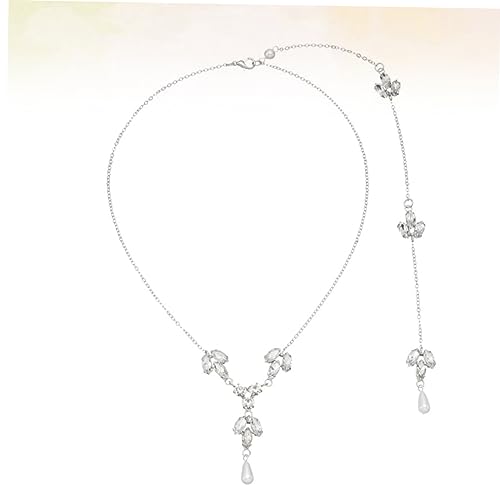 CTIRCHIU Damen Rückenkette mit Kristallanhänger Silber Halskette für Hochzeit Brautschmuck Damen Schmuckkette für Party Alltag Geeignet von CTIRCHIU