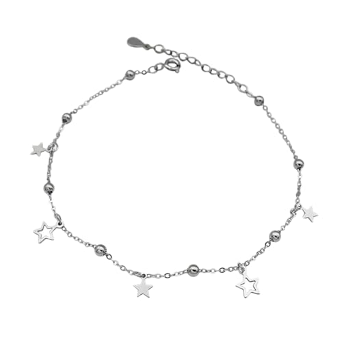 CTIRCHIU Einfache Fußkette Damen Kreatives Stern Fußkettchen 925 Stück Silber Modisches Fußschmuck für Sommer Fußanhänger Kette für Strand und Freizeit von CTIRCHIU