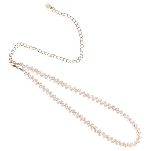CTIRCHIU Eleganter Taillengürtel Damen Perlen Gürtel für Kleider Dekorative Doppelte Reihe Weiße Perlen Geflochtene Goldfäden Langlebige und Stilvolle Bauchkette für Hochzeiten Partys und von CTIRCHIU