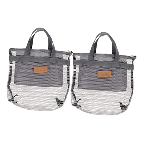 CTIRCHIU Faltbare Mesh Kulturtasche 2 Stück Kosmetik Tasche Für Reisen Freizeit Sport Große Aufbewahrungstasche Für Damen Grau von CTIRCHIU