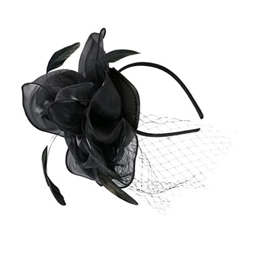 CTIRCHIU Feder Haarspange Hut Teepartyhüte Für Frauen Hüte Und Handschuhe Für Teepartys Modisch Kostüm Hüte Kopfbedeckung Hut Frauen Gelegenheit Stirnband Erwachsene Haarzubehör Mesh Black von CTIRCHIU