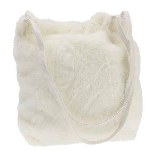 CTIRCHIU Fluffy Tote Bag Damen Plüsch Handtasche Modische Schultertasche Weiß Flauschige Umhängetasche Vielseitig für Alltag Shopping Party von CTIRCHIU