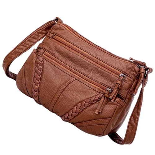 CTIRCHIU Große Damen Umhängetasche aus Weichem Kunstleder Modische Crossbody Bag mit Geräumigem Innenfach Vielseitige Single Shoulder Bag für Alltag und Freizeit Braune Schultertasche von CTIRCHIU