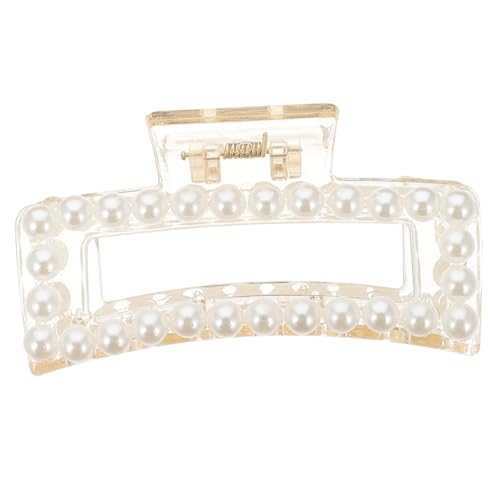 CTIRCHIU Große Haarklammer mit Perlenverzierung Praktische Haarkralle mit Rutschfestem Zahn design Transparenter Beige Modisches Haarschmuck accessoire für Frauen und Mädchen Geeignet für von CTIRCHIU