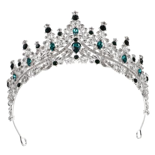 CTIRCHIU Grüne Kristallkrone Damen Tiara mit Funkelnden Strasssteinen Hochzeit Haarschmuck Königliches Accessoire für Geburtstagsfeiern Prinzessinnenpartys und Besondere Anlässe von CTIRCHIU
