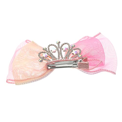 CTIRCHIU Haarclip für Mädchen mit Krone und Schleife Funkelndes Haaraccessoire Haarschmuck für Täglichen Gebrauch und Besondere Anlässe Pinkfarbener von CTIRCHIU