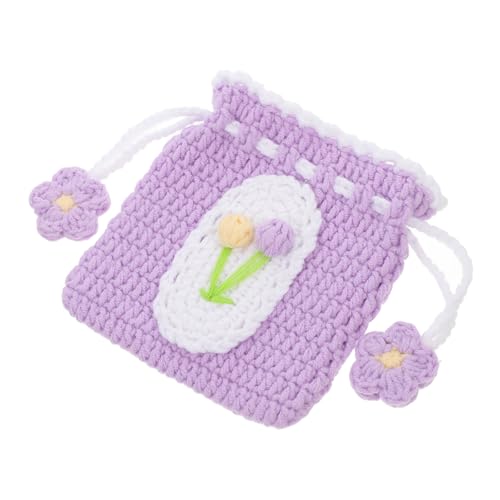 CTIRCHIU Häkel Münztasche mit Kordelzug Handgefertigte Geldbörse für Schlüssel und Kleingeld Kompakte Handtasche für Freizeit und Besondere Anlässe von CTIRCHIU