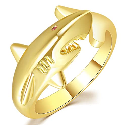 CTIRCHIU Haifischschmuck Offener Ring für Frauen Verstellbarer Statement Ring mit Kreativem Design für Besondere Anlässe Vielseitige Outfits von CTIRCHIU