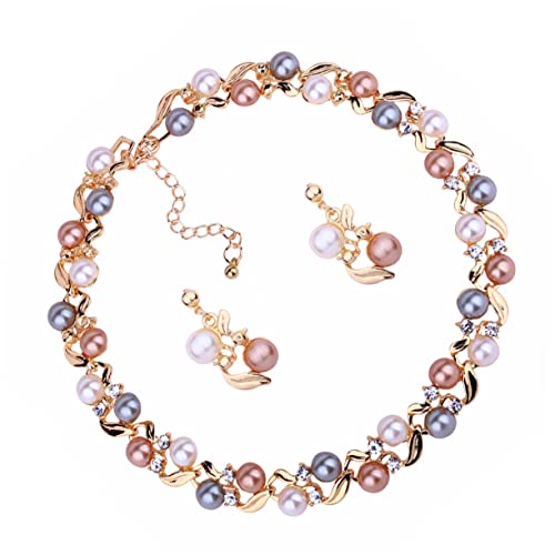 CTIRCHIU Halskette und Ohrringen Süßes Schmuckset mit Bunten Perlen für Damen Elegantes Accessoire für von CTIRCHIU