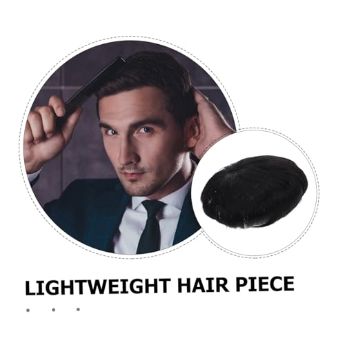 CTIRCHIU Herren Toupet Aus Echthaar Natürliches Schwarz Flauschige Perücke Für Täglichen Gebrauch Atmungsaktiv Und Bequem von CTIRCHIU