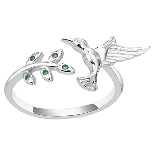 CTIRCHIU Hummingbird Leaf Damenring Verstellbarer Fingerring Langlebigem Material Modischer Schmuck für Party Besondere Anlässe Einzigartiges Design für Einen Auffälligen Look Geschenkidee von CTIRCHIU