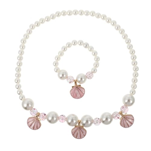 CTIRCHIU Kleines Mädchen Schmuckset Perlenkette Armband Satz Für Kleinkinder Modischer Schmuck in Pink Für Geburtstagsfeiern Verkleidungspartys Geschenke Für Mädchen von CTIRCHIU