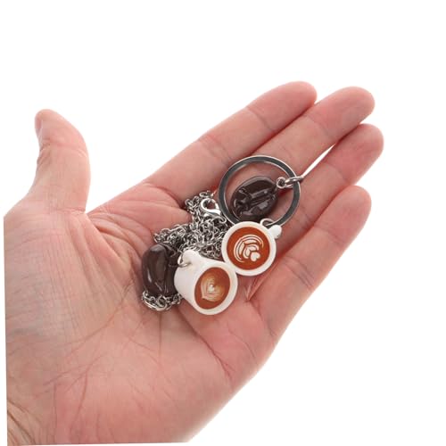 CTIRCHIU Kaffeebohnen Schlüsselanhänger und Halskette Einzigartiges Accessoire für Kaffeeliebhaber mit Latte Art und Rucksack Charm Langlebigem Resin Vielseitig Einsetzbar als von CTIRCHIU