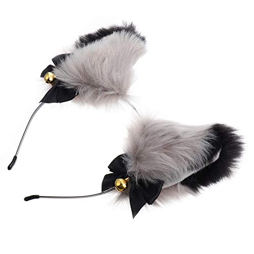 CTIRCHIU Kopfschmuck Gold Ohr-haarband Mit Plüsch Party-haarreif Für Mädchen Und Haarband Aus Plüsch Für Cosplay von CTIRCHIU