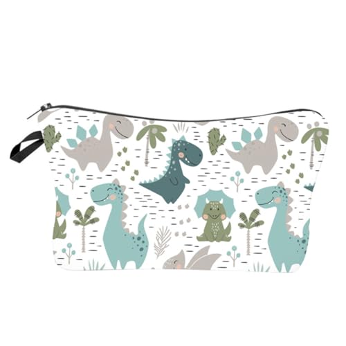 CTIRCHIU Kosmetiktasche Dinosaurier Print Kompakte Leichte Schminktasche aus Polyester Tragbare Handtasche mit Großem Fassungsvermögen für Damen für Reisen Outdoor Business und Alltag von CTIRCHIU