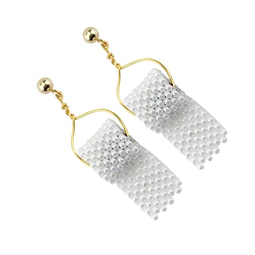 CTIRCHIU Kreative Perlen Tropfenohrringe Damen Schmuckset mit Rollpapier Anhänger Weiß Langlebig Modisch für Alltag Party Strand und von CTIRCHIU