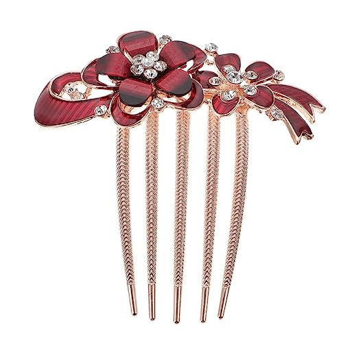 CTIRCHIU Kristall Diamant kamm haar spangen haarclips haarschmucken haar klemmen haarspange Damen Blumen- Accessoires für Frauen Styling Haarzubehör Haarschmuck für die Hochzeit Strass rot von CTIRCHIU