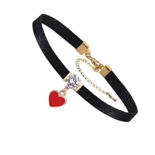 CTIRCHIU Lederchoker mit Herzförmigem Anhänger für Frauen Stilvolles Verstellbar für Verschiedene Anlässe Outfits Glänzendes Design Perfektes von CTIRCHIU