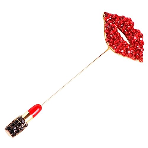CTIRCHIU Lippenstift Strass Brosche für Damen Metall Anstecknadel für Kleidung Hüte Anzüge Kleiderbrosche mit Lippenmotiv von CTIRCHIU