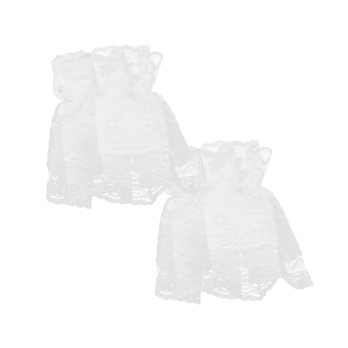 CTIRCHIU Lolita Spitzen Handgelenkmanschetten Weiß Kurze Spitzenarmstulpen Hochzeit Party Braut Zubehör Tea Party Cosplay von CTIRCHIU