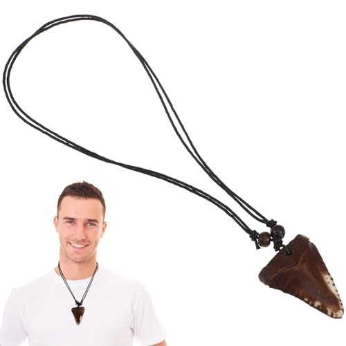CTIRCHIU Herren Halskette Haifischzahn Anhänger Vintage Resin Surfer Halskette für Männer Personalisierbar für Urlaub von CTIRCHIU