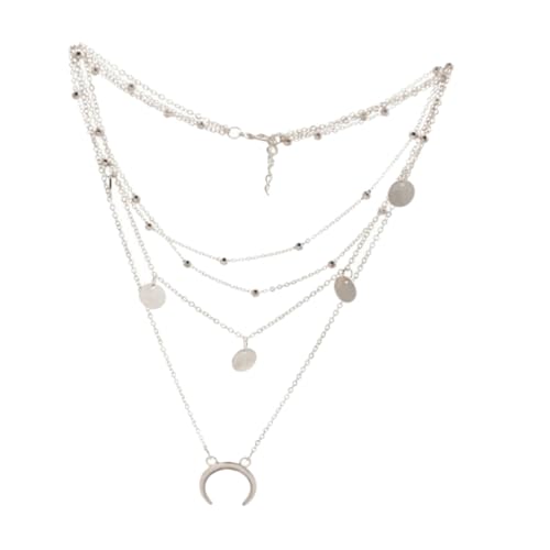 CTIRCHIU Mehrlagige Halskette Mit Mondanhänger Schlüsselbein-kette Damen Halsschmuck Aus Silber Schmuck Für Frauen Geschenkidee Für Besondere Anlässe von CTIRCHIU