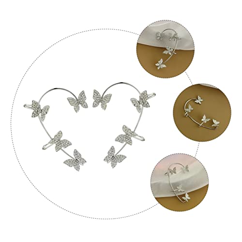CTIRCHIU No Piercing Ohrclips Damen Schmetterling Ohrmanschette mit Strasssteinen Ear Ohrklemmen Schmuck für Frauen und Mädchen Teiliges Silber Elegantes Accessoire für Alltag und Fest von CTIRCHIU