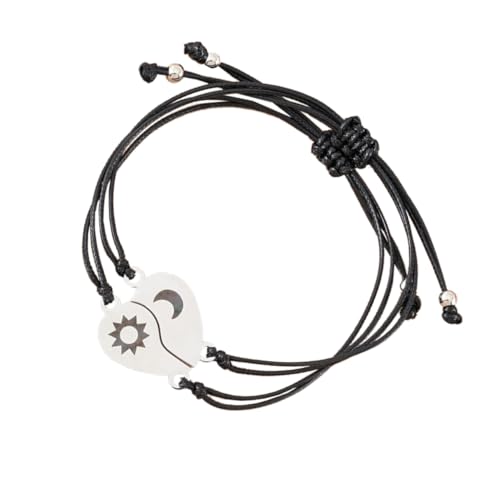 CTIRCHIU Passendes Herz Woven Armband Set für Familien und Freunde Schwarz mit Gravur für Hochzeiten Valentinstag und Besondere Anlässe von CTIRCHIU