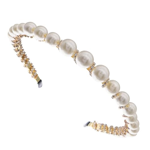 CTIRCHIU Perlen Haarreif Damen Handmade Hochzeit Stirnband Braut Haarschmuck Party Festlich Schmuck Weißer Perlenkopfband Elegant für Frauen und Mädchen von CTIRCHIU