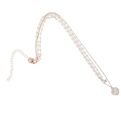 CTIRCHIU Perlen Herz Halskette für Damen Choker Kette mit Charmantem Anhänger Stilvoller Schmuck für Besondere Anlässe und Goldene Vergoldung von CTIRCHIU