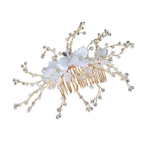 CTIRCHIU Hochzeit Haarkamm Aus Perlen Und Kristallen Eleganter Braut Haarschmuck Handgefertigter Förmiger Haarkamm Für Besondere Anlässe Haaraccessoires Für Damen Und Mädchen von CTIRCHIU