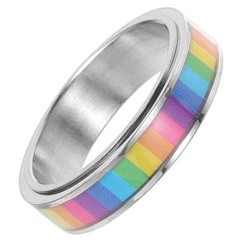 CTIRCHIU Pride Regenbogen Ring aus Edelstahl Glatte Oberfläche Langlebig Modisches Schmuckstück für Lesben und Schwule Unisex Schmuck für Partys und Csd Feierlichkeiten von CTIRCHIU