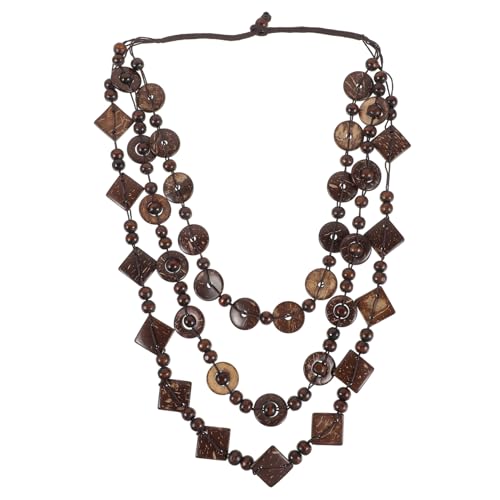 CTIRCHIU Retro Bohemia Halskette für Damen Handgeknüpfte Holzperlen Kokosnussschale Modisches Strandaccessoire für von CTIRCHIU