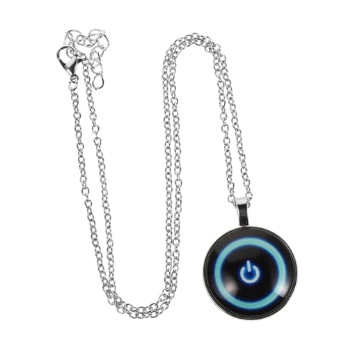 CTIRCHIU Retro Leuchtende Kette Vintage Power Button Anhänger Halskette für Damen und Herren Unisex Modeschmuck mit Luminous für Retro Look und Persönliche Stil Äußerung von CTIRCHIU
