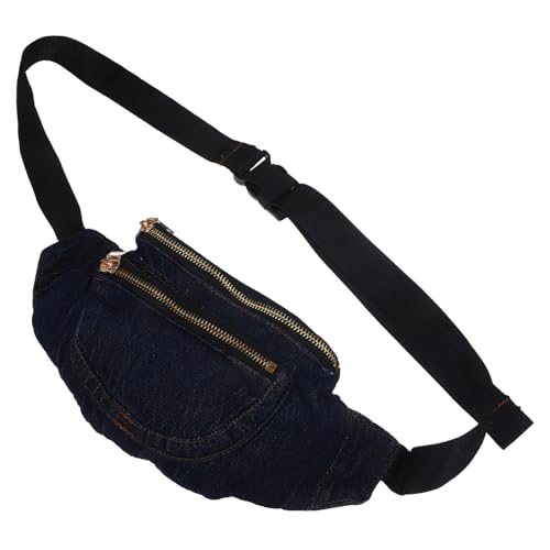 CTIRCHIU Doppelte Jeans Hüfttasche für Damen Retro Denim Umhängetasche mit Reißverschluss Crossbody Tasche für Outdoor Aktivitäten von CTIRCHIU